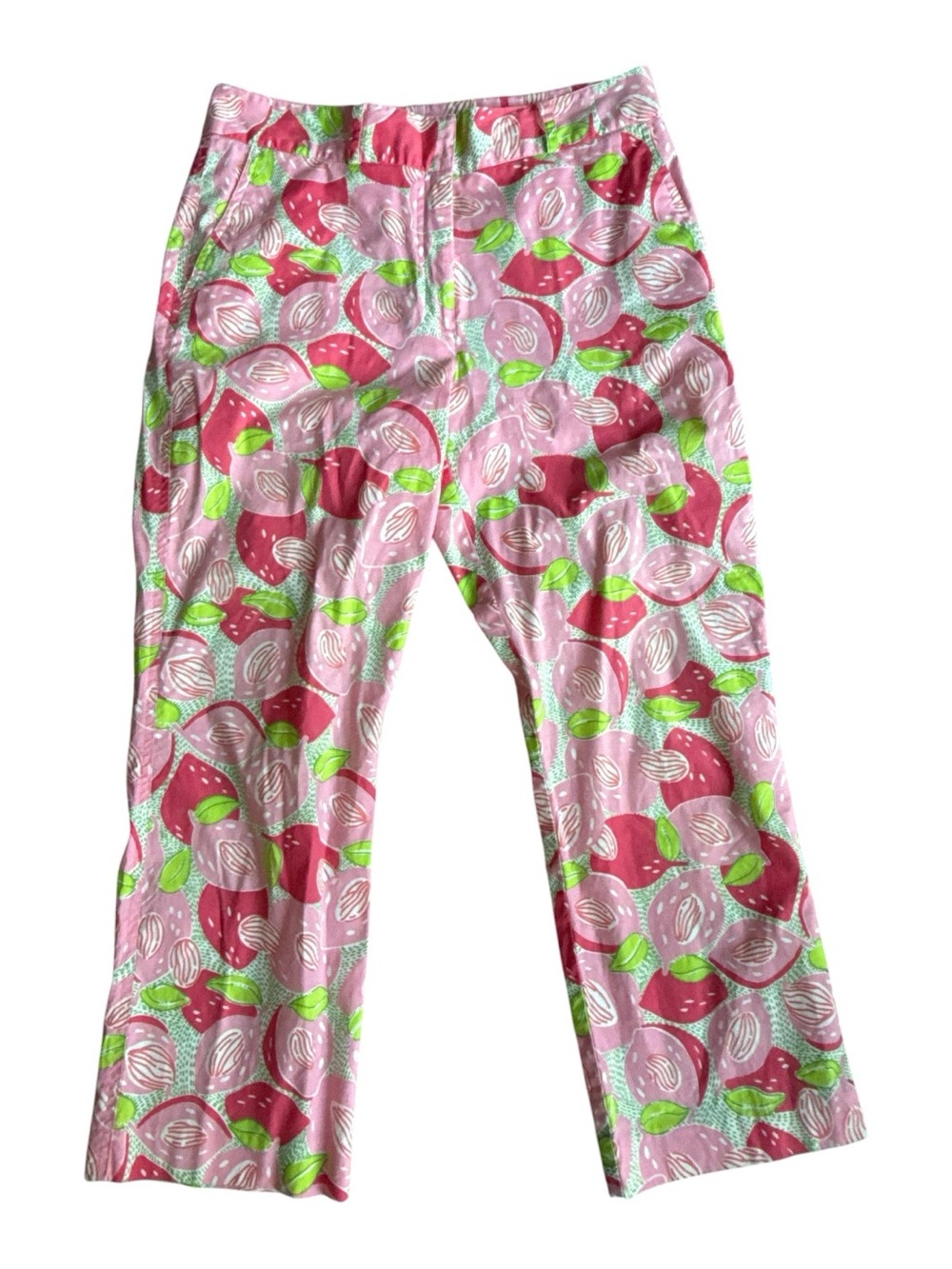 Lilly Pulitzer Pink  Fruit Print Cropped Pants Size 8